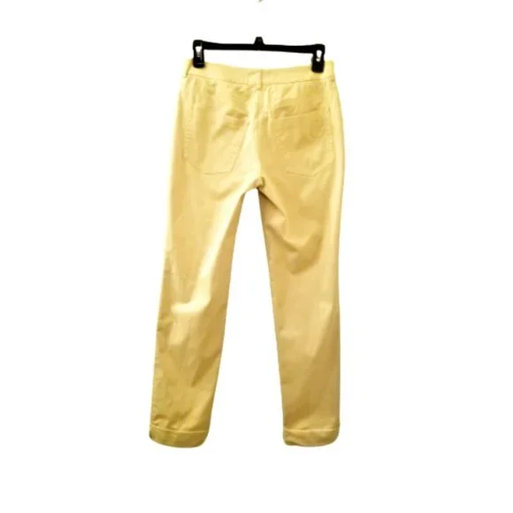 AKRIS PUNTO Yellow Casual Ankle Pants Sz 4 Cuffed Cotton Blend Mid Rise - Picture 5 of 10